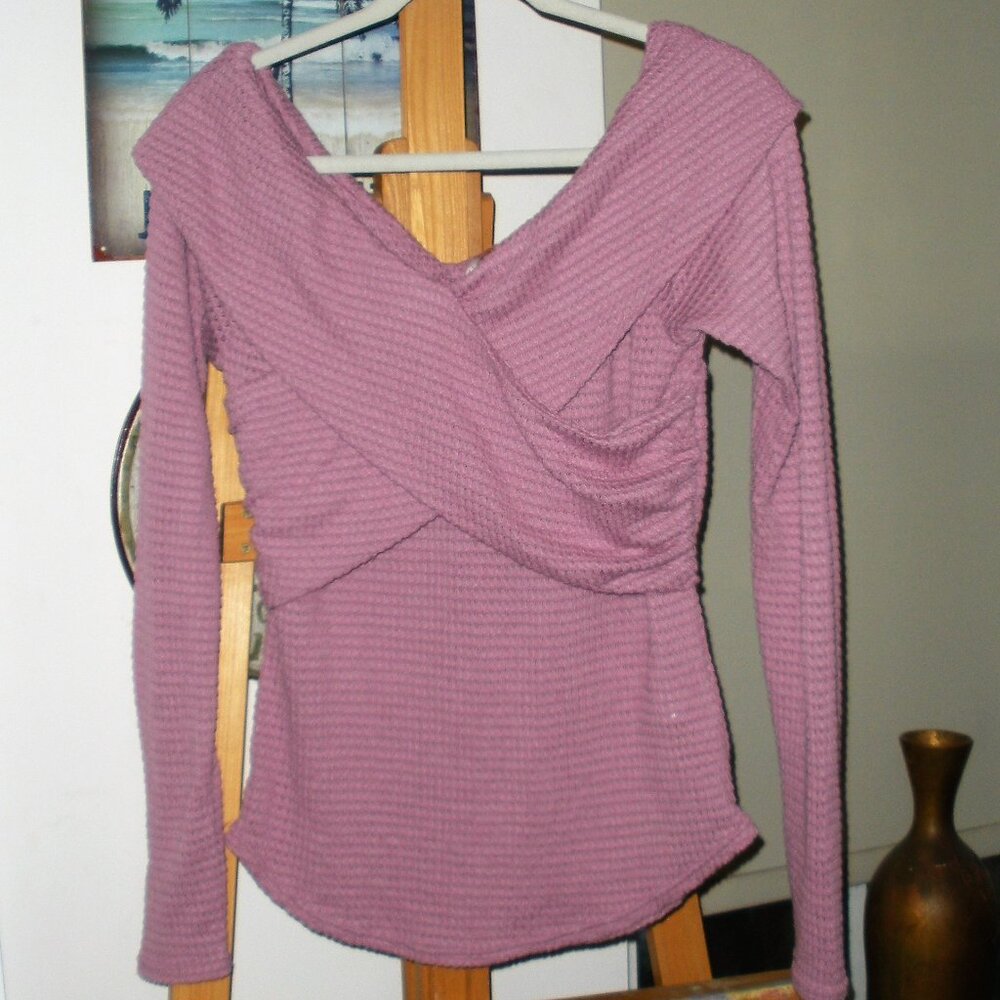 Free People off the shoulder knit top Mauve SZ L